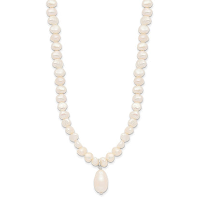 PSSN Sterling Silver FW Cultured Pearl Drop 18in Necklace