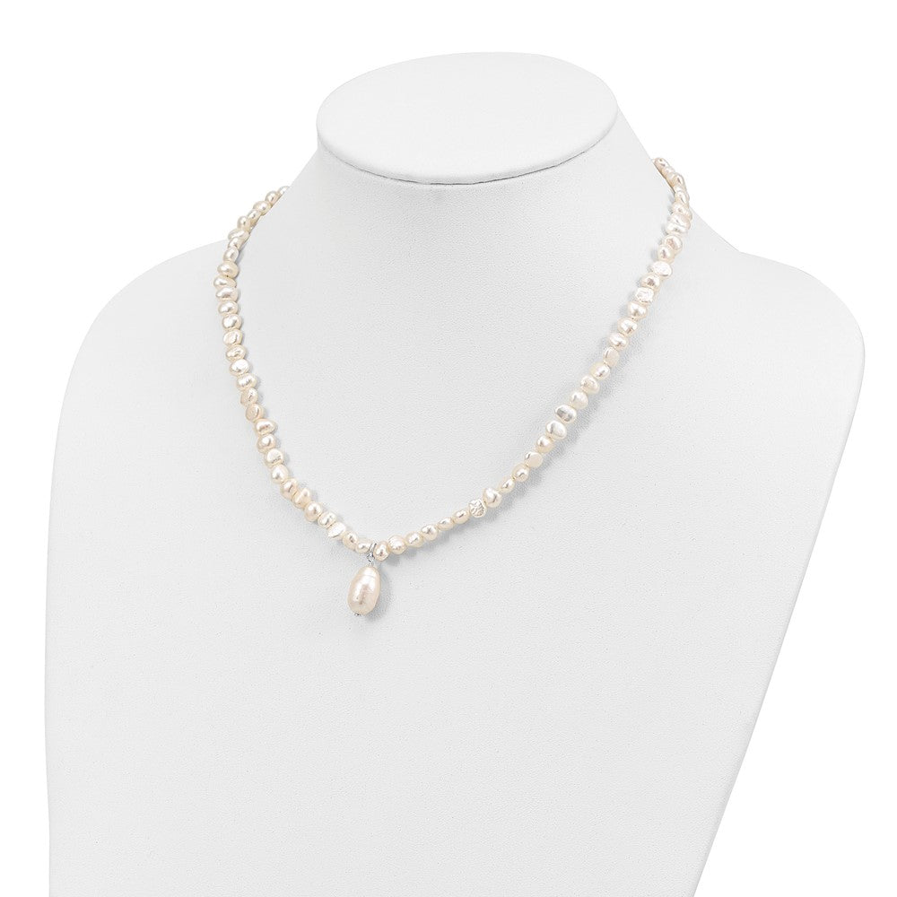 PSSN Sterling Silver FW Cultured Pearl Drop 18in Necklace