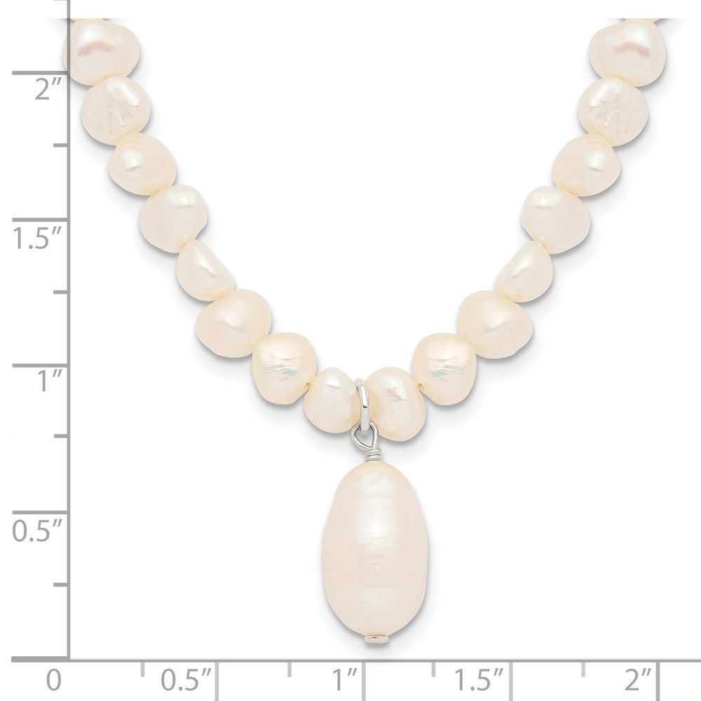PSSN Sterling Silver FW Cultured Pearl Drop 18in Necklace