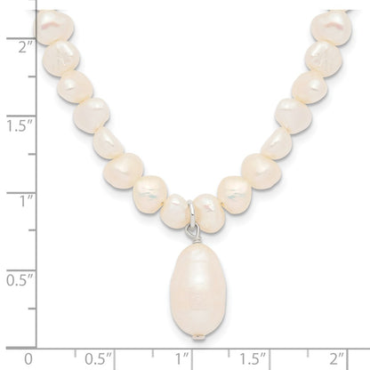 PSSN Sterling Silver FW Cultured Pearl Drop 18in Necklace
