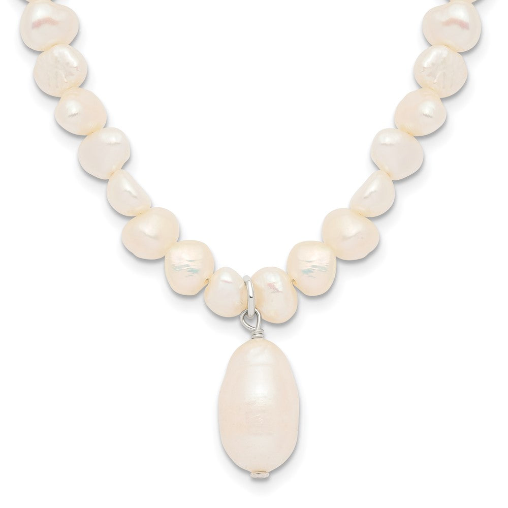 PSSN Sterling Silver FW Cultured Pearl Drop 18in Necklace