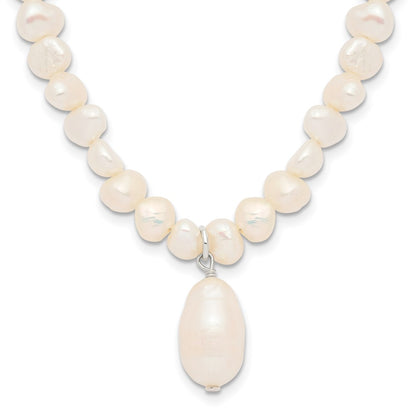 PSSN Sterling Silver FW Cultured Pearl Drop 18in Necklace