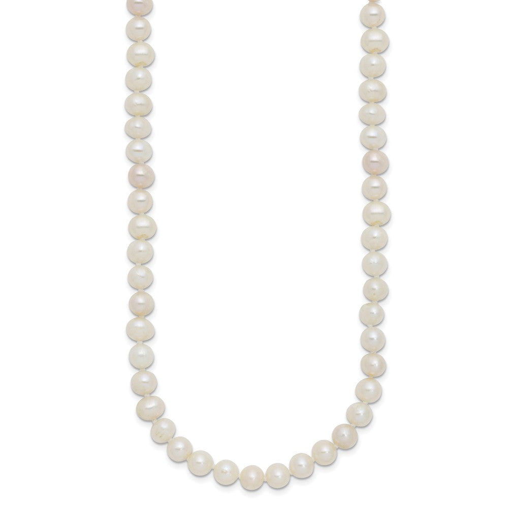 PSSN Sterling Silver Rhodium-plated 6-7mm White Near-Round Freshwater Cultured Pearl 18 inch Necklace