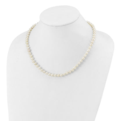 PSSN Sterling Silver Rhodium-plated 6-7mm White Near-Round Freshwater Cultured Pearl 18 inch Necklace