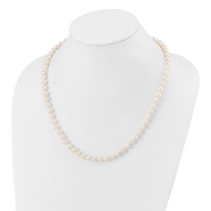 PSSN Sterling Silver Rhodium-plated 6-7mm White Near-Round Freshwater Cultured Pearl 20 inch Necklace