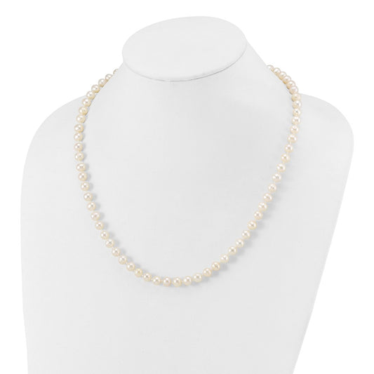 PSSN Sterling Silver Rhodium-plated 6-7mm White Near-Round Freshwater Cultured Pearl 20 inch Necklace