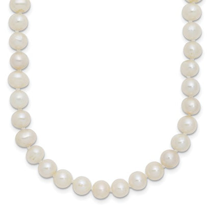 PSSN Sterling Silver Rhodium-plated 6-7mm White Near-Round Freshwater Cultured Pearl 16 inch Necklace