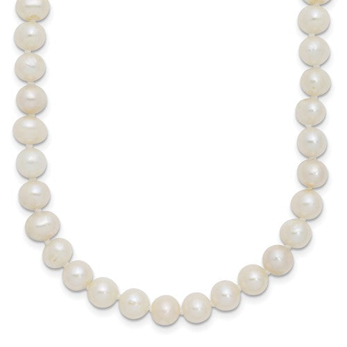 PSSN Sterling Silver Rhodium-plated 6-7mm White Near-Round Freshwater Cultured Pearl 18 inch Necklace