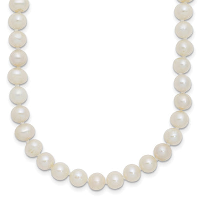 PSSN Sterling Silver Rhodium-plated 6-7mm White Near-Round Freshwater Cultured Pearl 18 inch Necklace