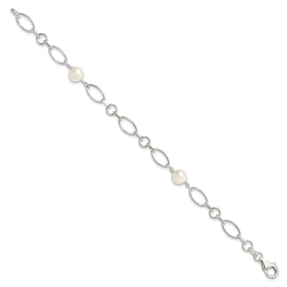 PSSB Sterling Silver Polished FW Cultured Pearl Bracelet