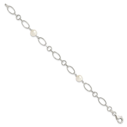 PSSB Sterling Silver Polished FW Cultured Pearl Bracelet