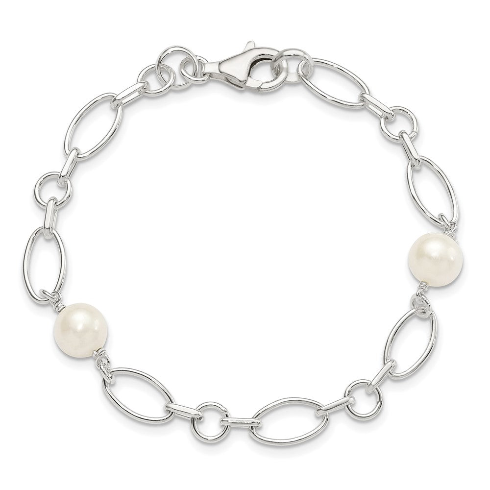 PSSB Sterling Silver Polished FW Cultured Pearl Bracelet