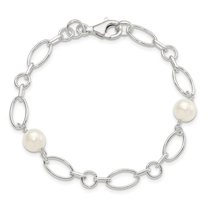 PSSB Sterling Silver Polished FW Cultured Pearl Bracelet