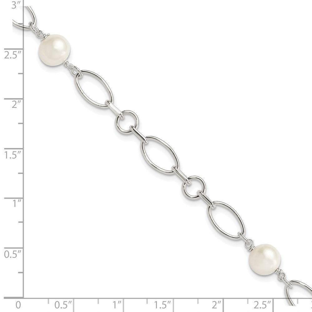 PSSB Sterling Silver Polished FW Cultured Pearl Bracelet