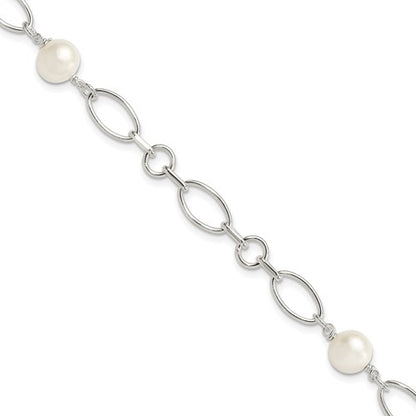 PSSB Sterling Silver Polished FW Cultured Pearl Bracelet