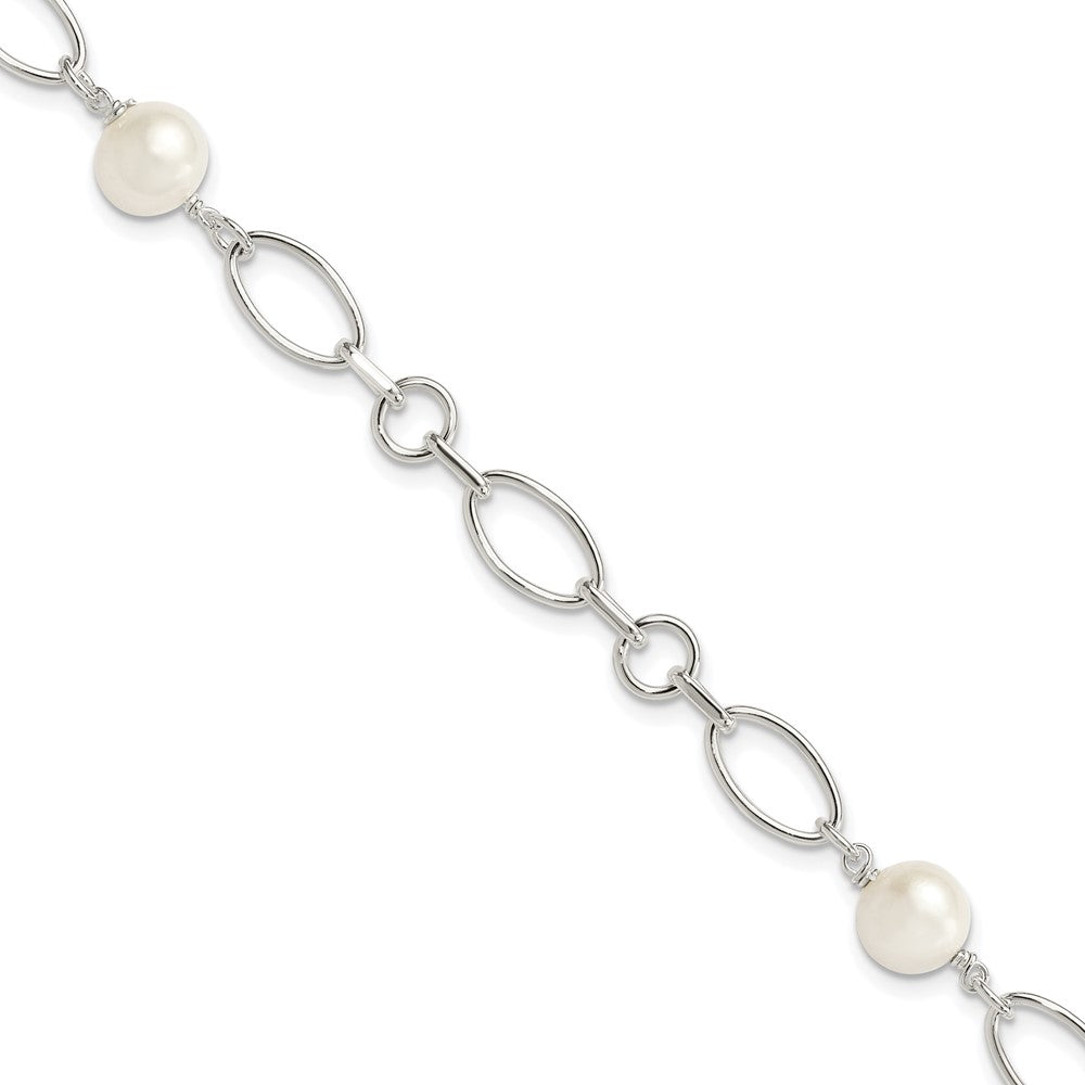 PSSB Sterling Silver Polished FW Cultured Pearl Bracelet