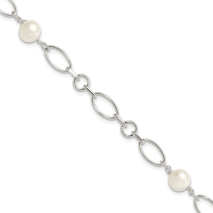 PSSB Sterling Silver Polished FW Cultured Pearl Bracelet