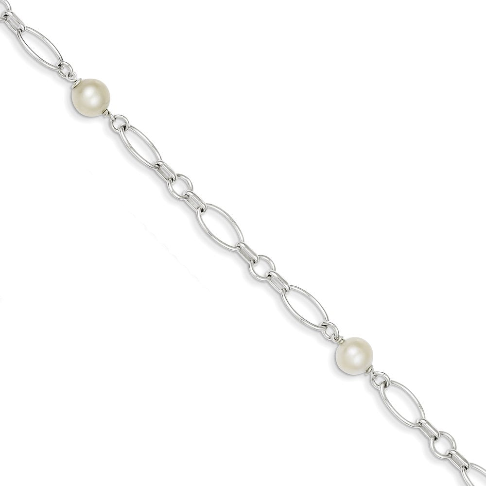 PSSB Sterling Silver Polished FW Cultured Pearl Bracelet
