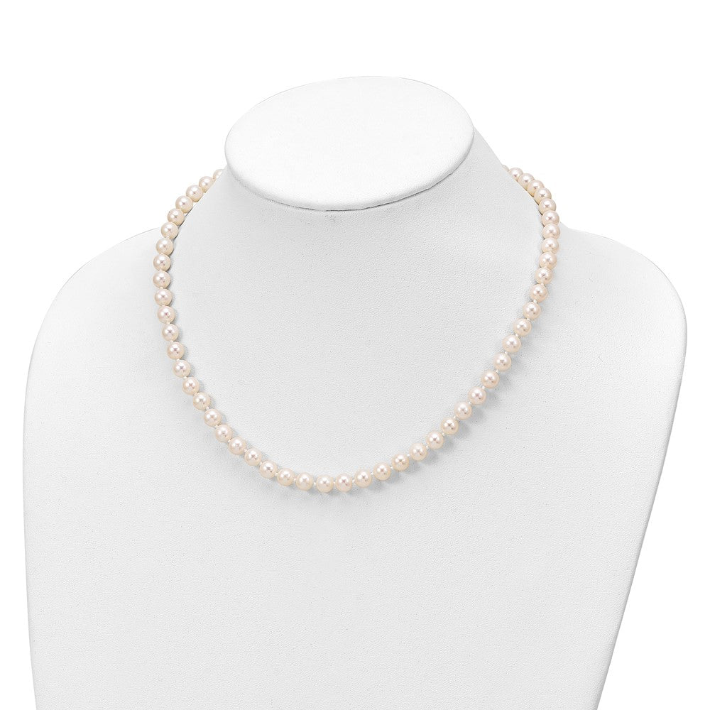 PSSN Sterling Silver Rhodium-plated 6-7mm White Semi-Round Freshwater Cultured Pearl 18 inch with 2 inch Extension Necklace, 7 inch Bracelet and Button Post Earrings Set
