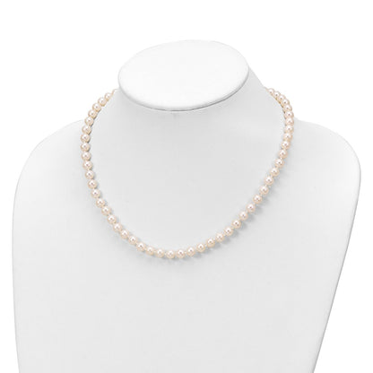 PSSN Sterling Silver Rhodium-plated 6-7mm White Semi-Round Freshwater Cultured Pearl 18 inch with 2 inch Extension Necklace, 7 inch Bracelet and Button Post Earrings Set