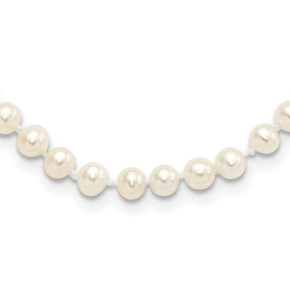 PSSN Sterling Silver Rhodium-plated 4-5mm White Near-Round Freshwater Cultured Pearl 16 inch Necklace