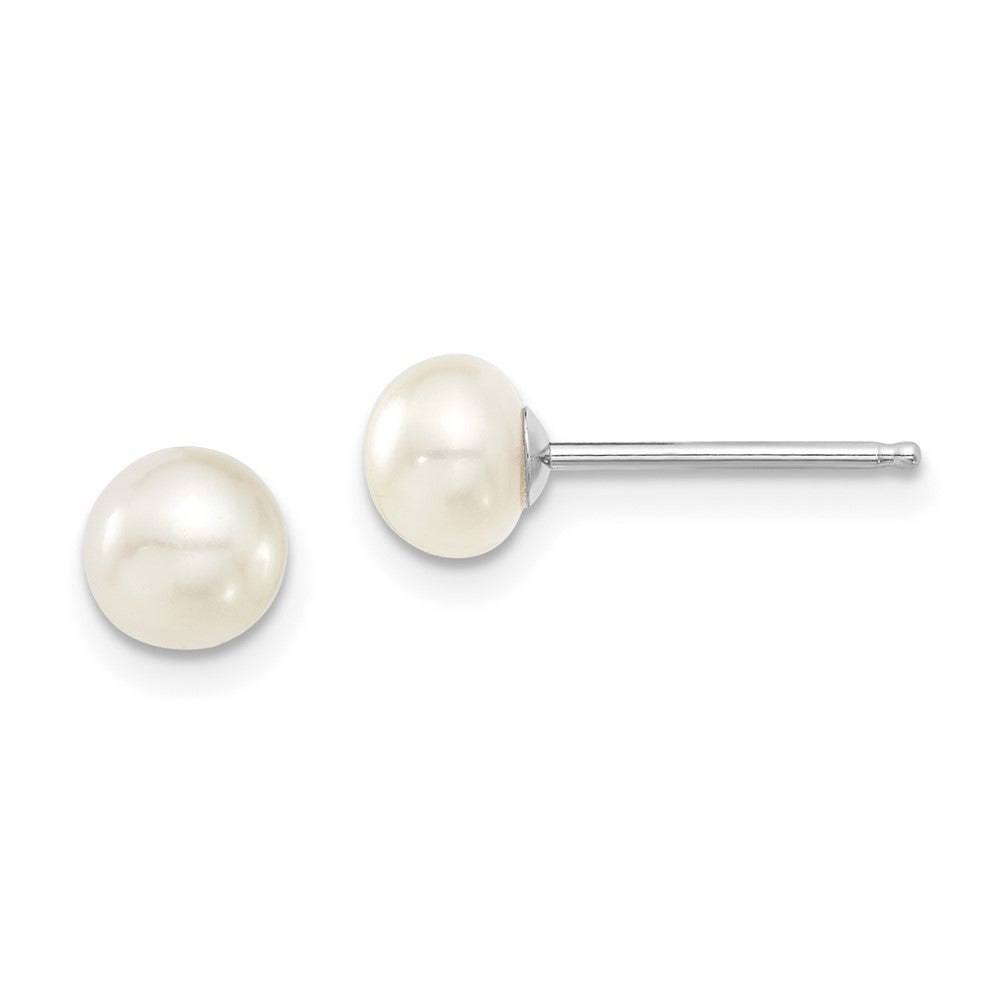 PSSN Sterling Silver Rhodium-plated 6-7mm White Teardrop Freshwater Cultured Pearl 17 inch Necklace and Button Post Earrings Set
