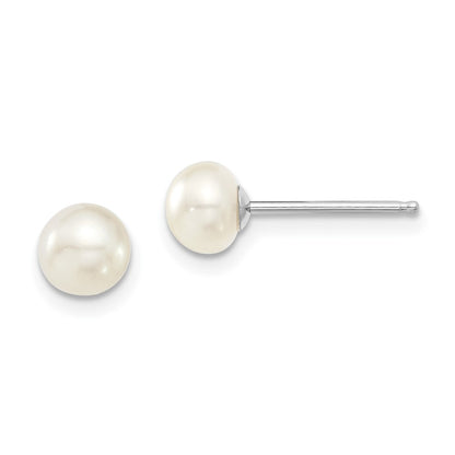 PSSN Sterling Silver Rhodium-plated 6-7mm White Teardrop Freshwater Cultured Pearl 17 inch Necklace and Button Post Earrings Set