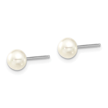 PSSN Sterling Silver Rhodium-plated 6-7mm White Teardrop Freshwater Cultured Pearl 17 inch Necklace and Button Post Earrings Set