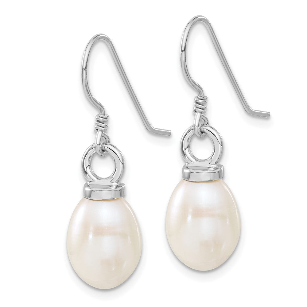 PSSN Sterling Silver Rhodium-plated 10-11mm White Teardrop Freshwater Cultured Pearl 17 inch Necklace and Dangle Earrings Set
