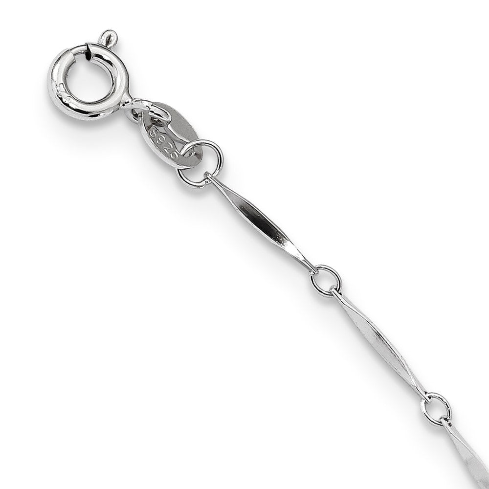 PSSN Sterling Silver Rhodium-plated 7-8mm Black Teardrop Freshwater Cultured Pearl Dangle 7-Station 17.5 inch Necklace