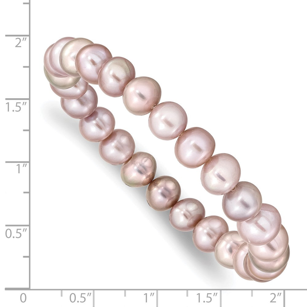 PB 8-9mm Pink Near-round Freshwater Cultured Pearl Stretch Bracelet