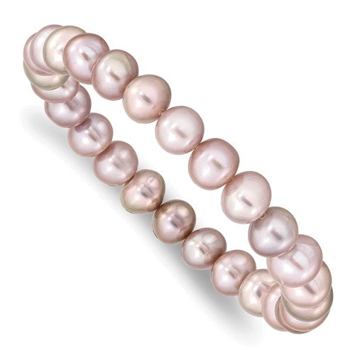 PB 8-9mm Pink Near-round Freshwater Cultured Pearl Stretch Bracelet