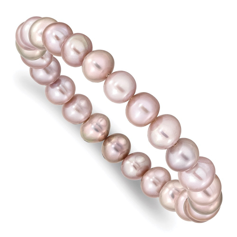 PB 8-9mm Pink Near-round Freshwater Cultured Pearl Stretch Bracelet