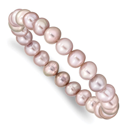 PB 8-9mm Pink Near-round Freshwater Cultured Pearl Stretch Bracelet