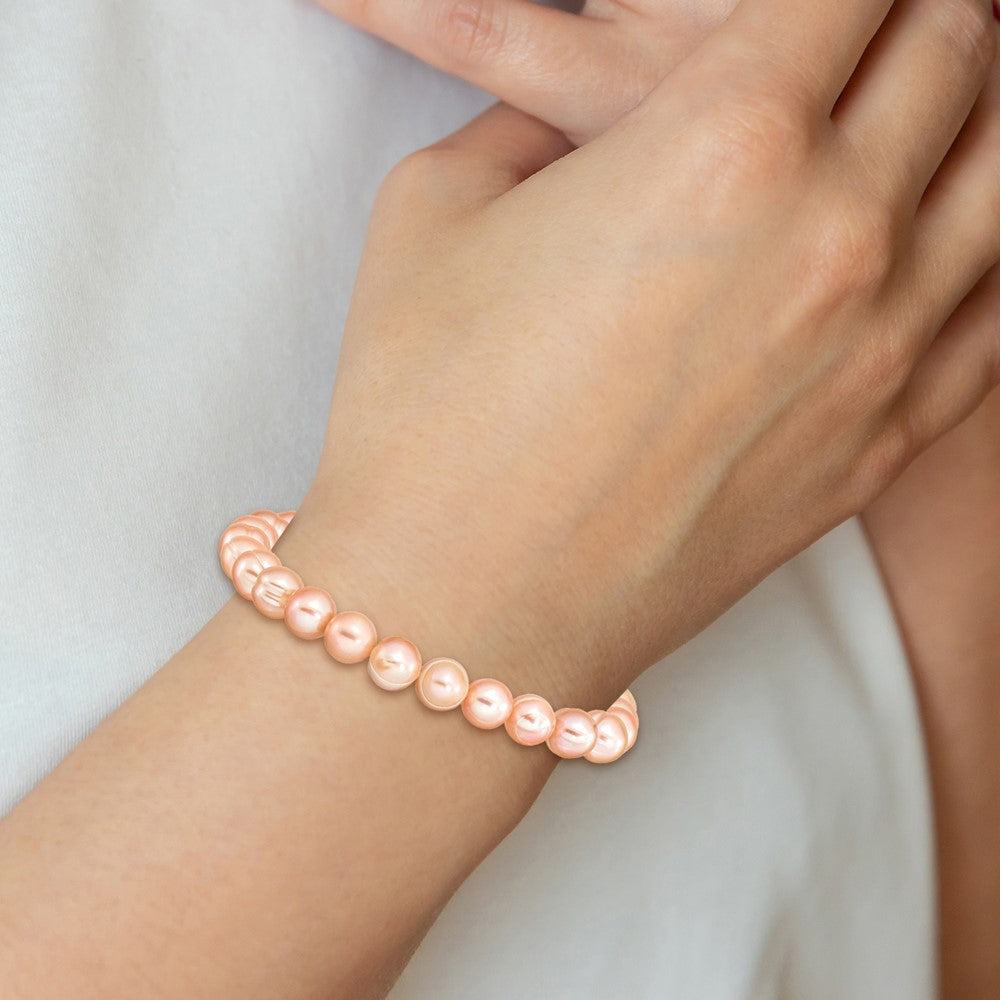 6-7mm Pink Freshwater Cultured Pearl Stretch Bracelet