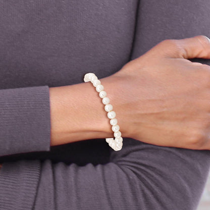 PB 6-7mm White Semi-round Freshwater Cultured Pearl Stretch Bracelet