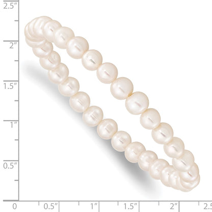 PB 6-7mm White Semi-round Freshwater Cultured Pearl Stretch Bracelet