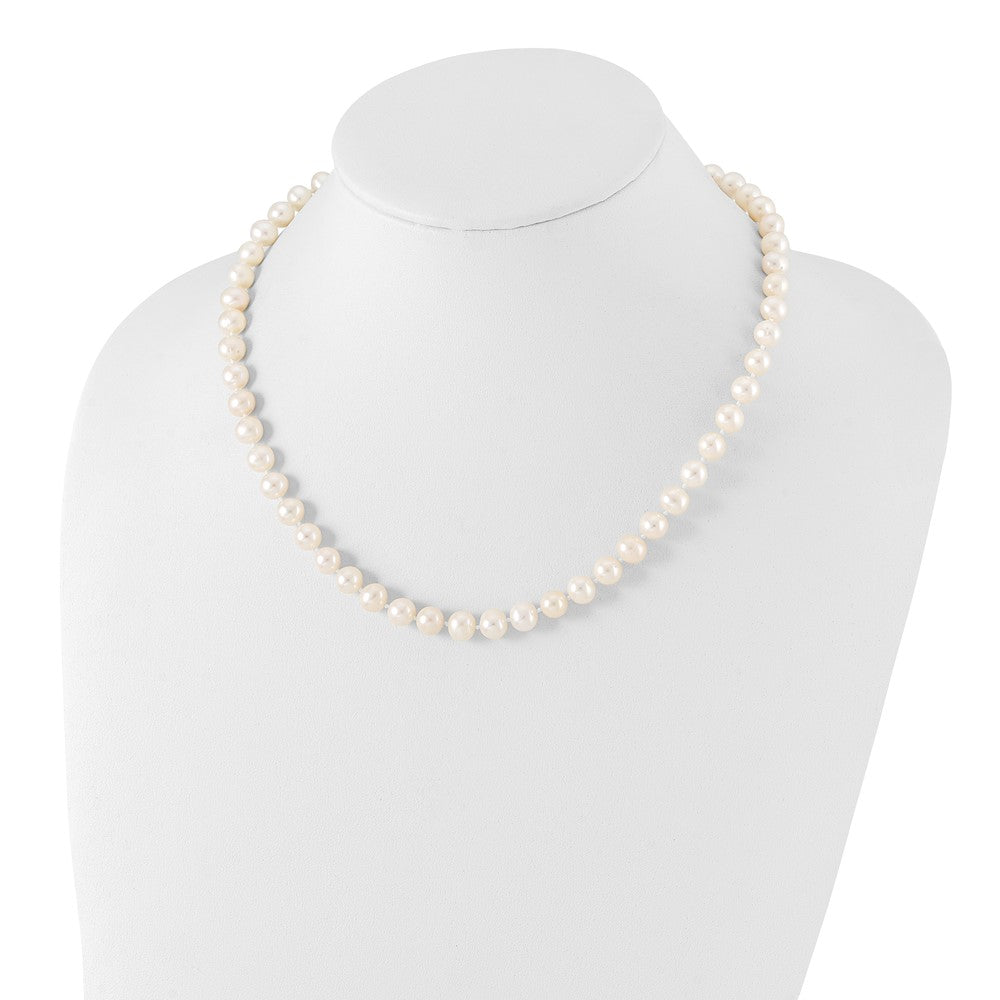 PSSN Sterling Silver Rhodium-plated 7-8mm White Near-Round Freshwater Cultured Pearl 18 inch Necklace, Stretch Bracelet and Button Post Earrings Set