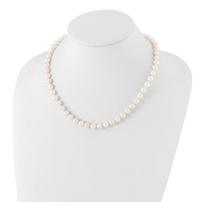 PSSN Sterling Silver Rhodium-plated 7-8mm White Near-Round Freshwater Cultured Pearl 18 inch Necklace, Stretch Bracelet and Button Post Earrings Set