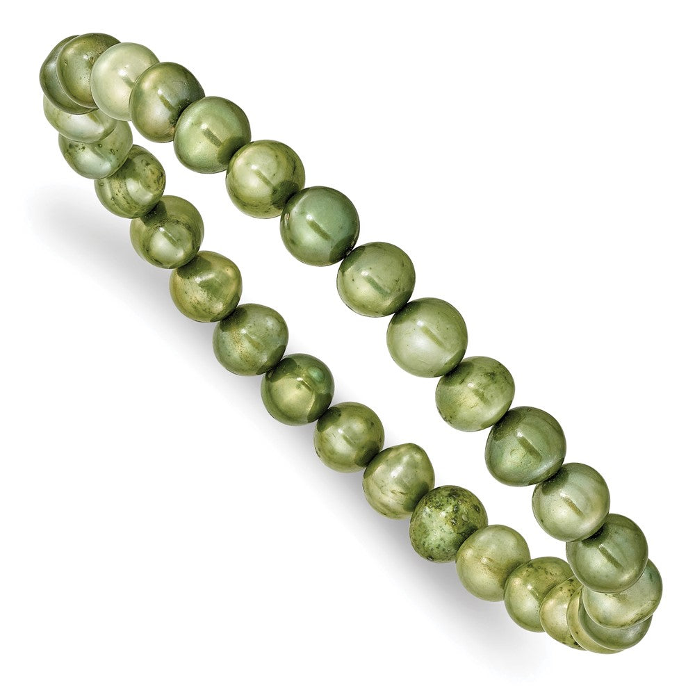 PB 6-7mm Green, Grey, White, Black and Brown Semi-Round Freshwater Cultured Pearl 5-piece Stretch Bracelet Set