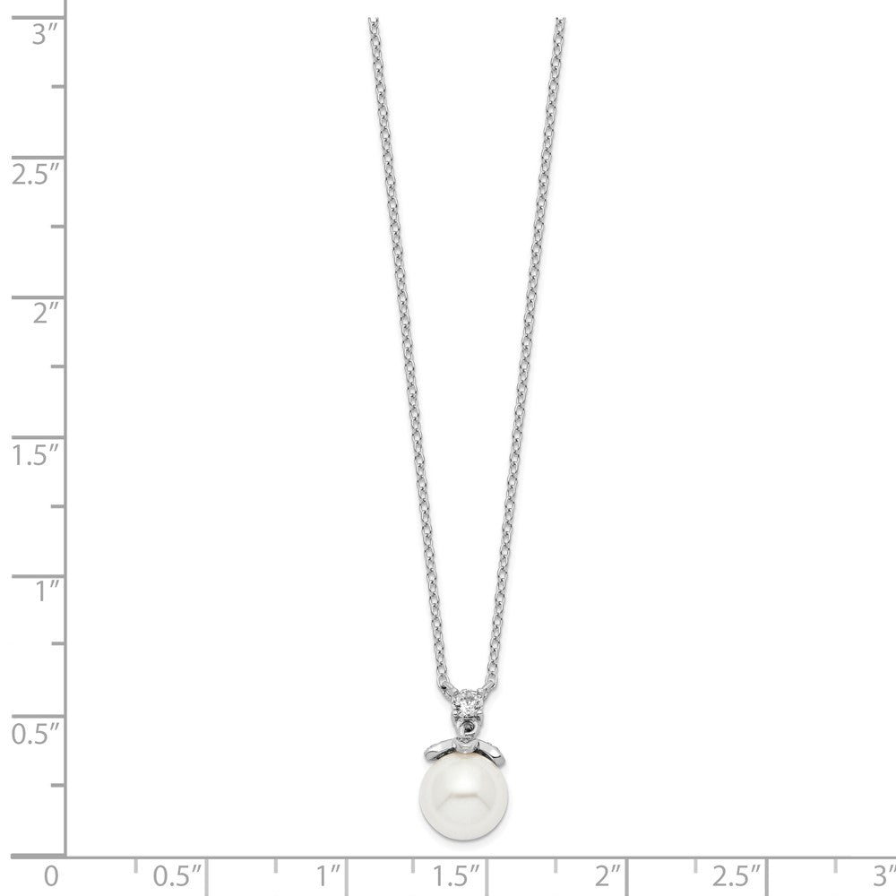 PSSN Sterling Silver Rhodium-plated CZ and Glass Bead Necklace