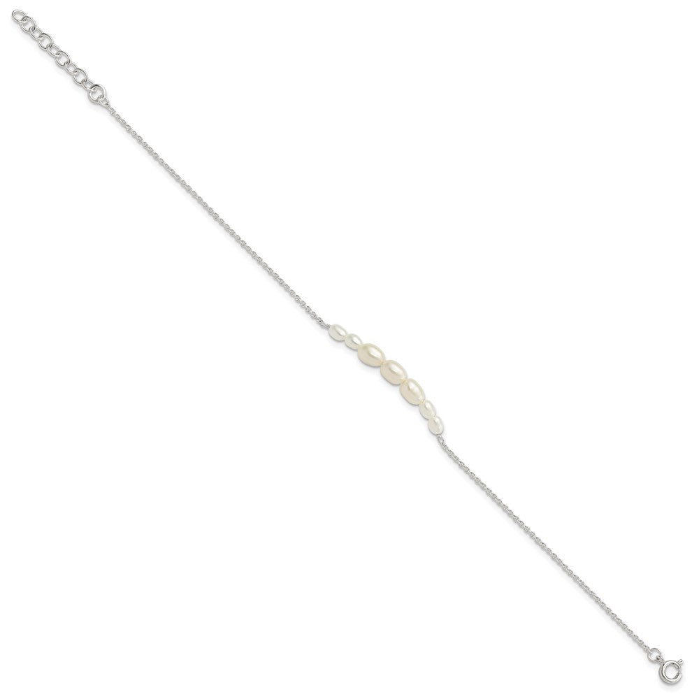 PSSB Sterling Silver E-coated with Freshwater Cultured Pearl w/1in ext Bracelet
