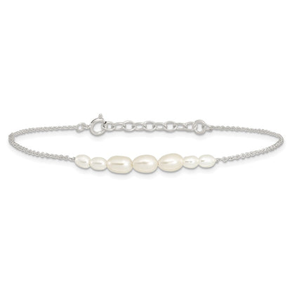 PSSB Sterling Silver E-coated with Freshwater Cultured Pearl w/1in ext Bracelet