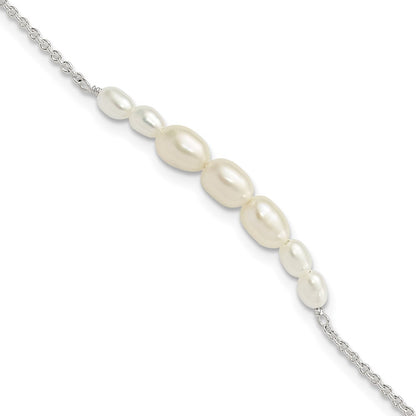 PSSB Sterling Silver E-coated with Freshwater Cultured Pearl w/1in ext Bracelet