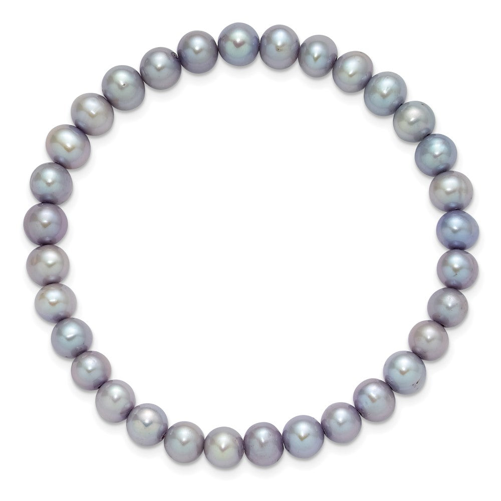 PB 7-8mm Semi-Round Grey/White/Black/Red/Green Freshwater Cultured Pearl Stretch 5-Bracelet Set