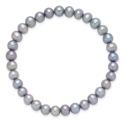 PB 7-8mm Semi-Round Grey/White/Black/Red/Green Freshwater Cultured Pearl Stretch 5-Bracelet Set