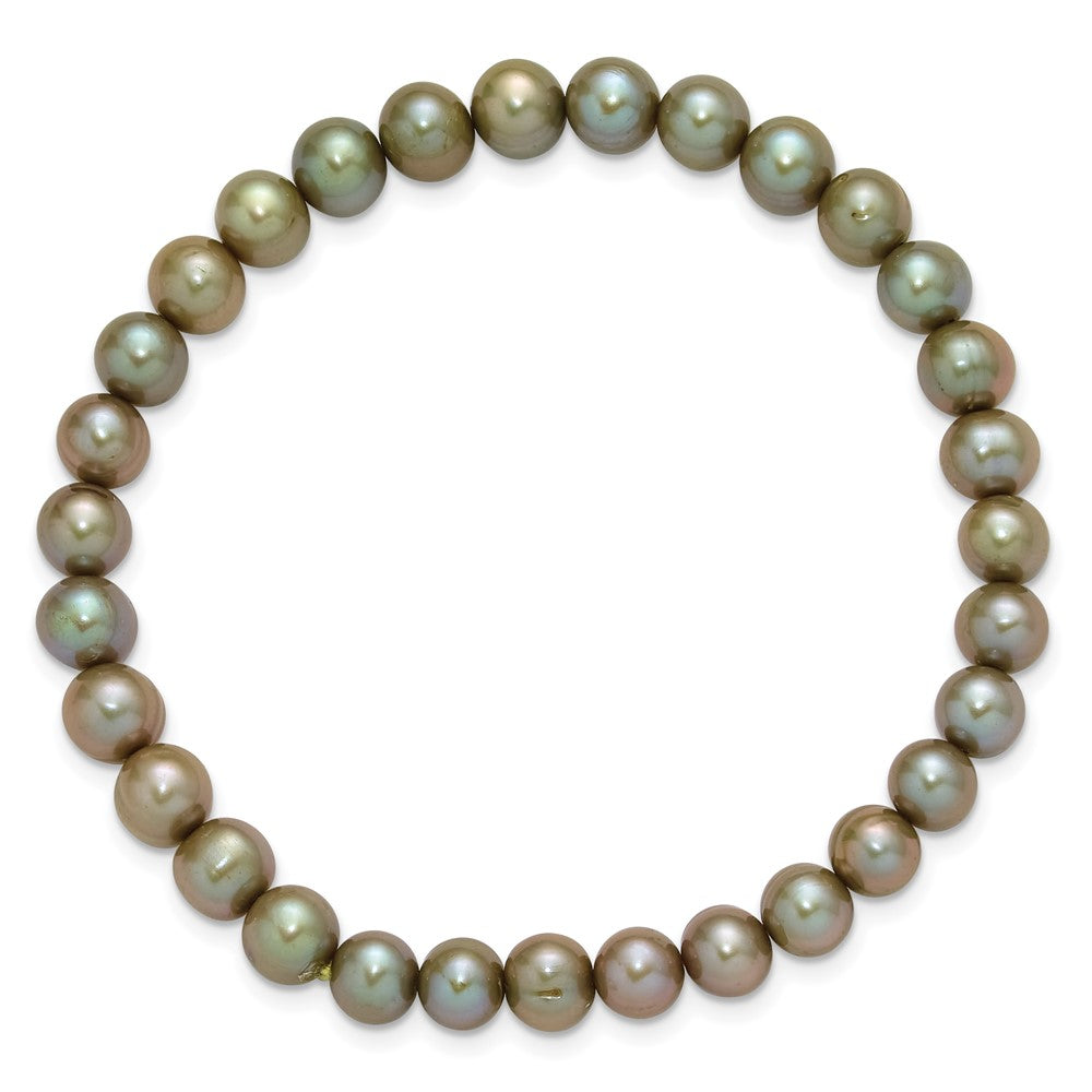 PB 7-8mm Semi-Round Grey/White/Black/Red/Green Freshwater Cultured Pearl Stretch 5-Bracelet Set