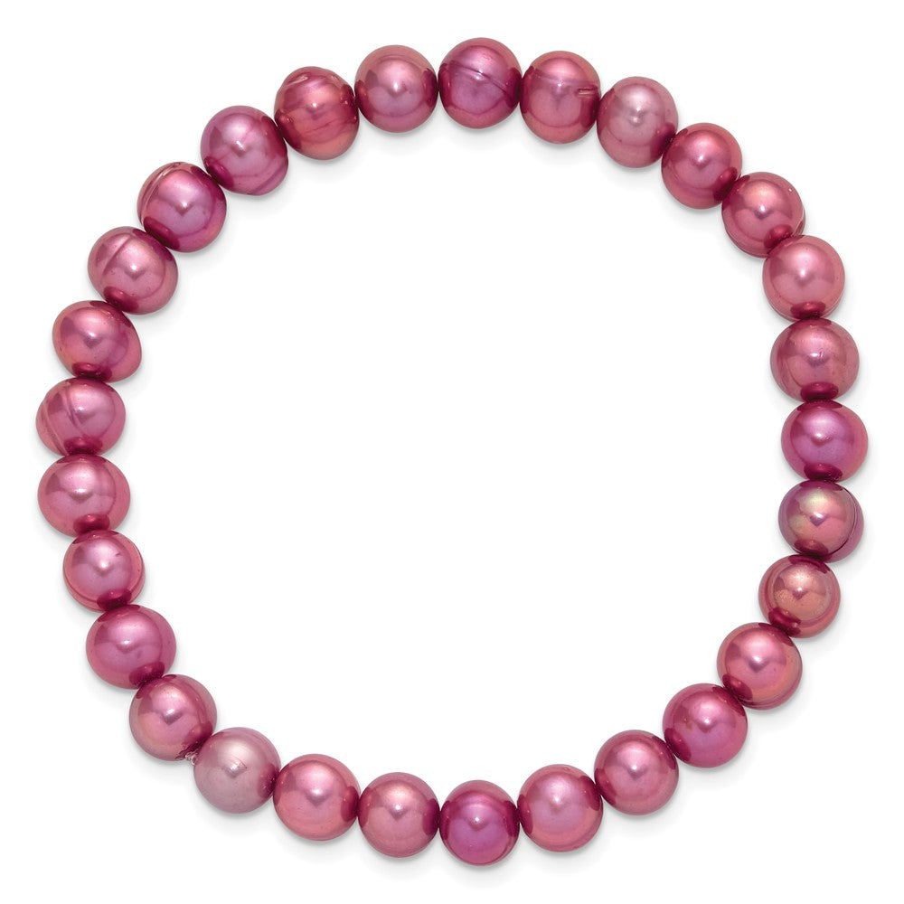 PB 7-8mm Semi-Round Grey/White/Black/Red/Green Freshwater Cultured Pearl Stretch 5-Bracelet Set