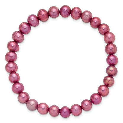 PB 7-8mm Semi-Round Grey/White/Black/Red/Green Freshwater Cultured Pearl Stretch 5-Bracelet Set
