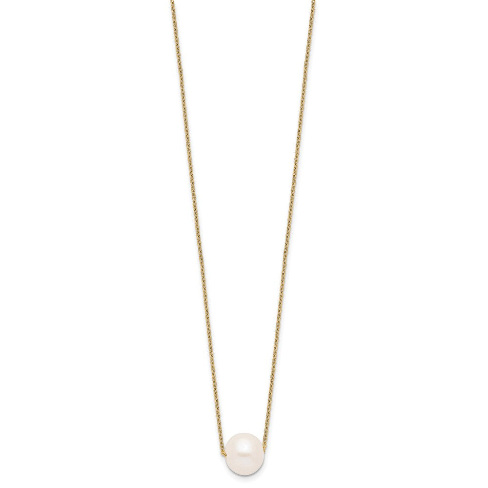 PSSN Sterling Silver Gold-tone 10-11mm White Near-Round Freshwater Cultured Pearl 17 inch Necklace